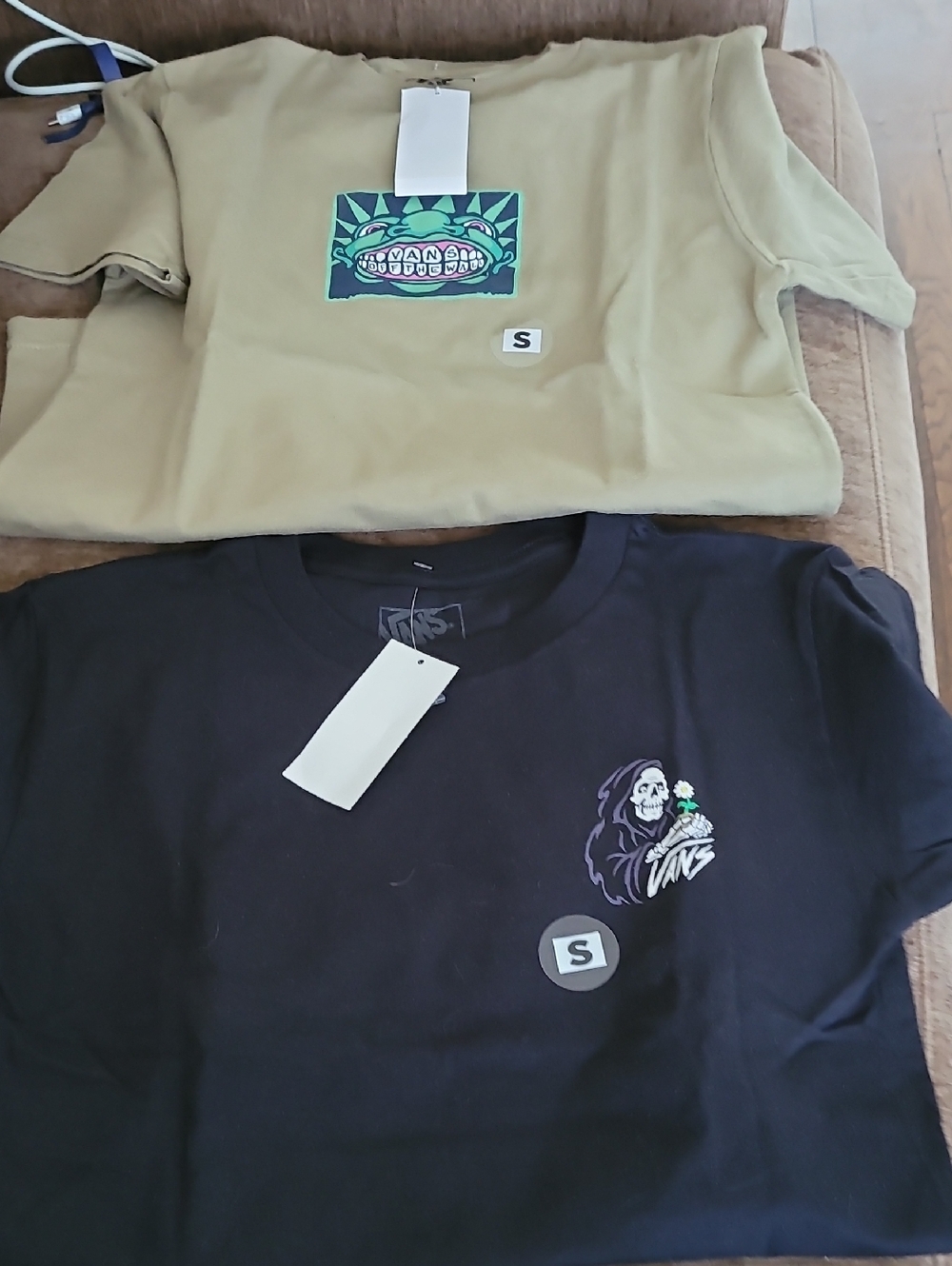 Vans Kids Short-Sleeve Graphic Tees - Olive Green & Black